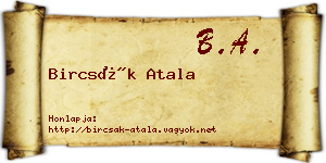 Bircsák Atala névjegykártya